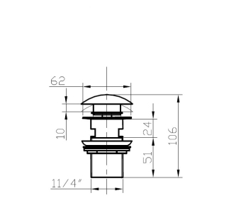 21971B Донный клапан с переливом SCANDI, черный матовый 