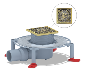 Трап для душа горизонтальный регулируемый, сухой затвор, дизайн-решетка Узор Bronze de Luxe 21962-5602 бронза, латунь