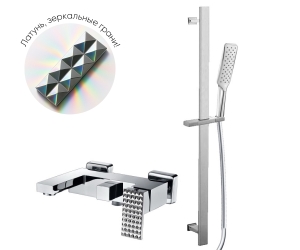 Смеситель для ванны с гибким душем и держателем GRANI TB980 хром