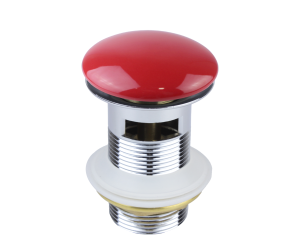 1001/1R Донный клапан с переливом красный (керамическая крышка)