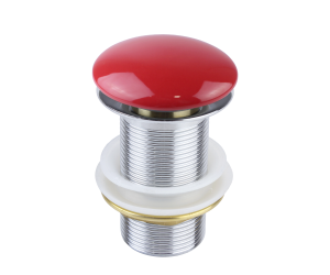 1001R Донный клапан без перелива красный, керамическая крышка