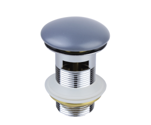 1001/1GR Донный клапан с переливом светло-серый (керамическая крышка)