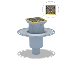 Трап для душа вертикальный регулируемый, магнитный сухой затвор, дизайн-решетка Цветок Bronze de Luxe 21975-5902 бронза, латунь